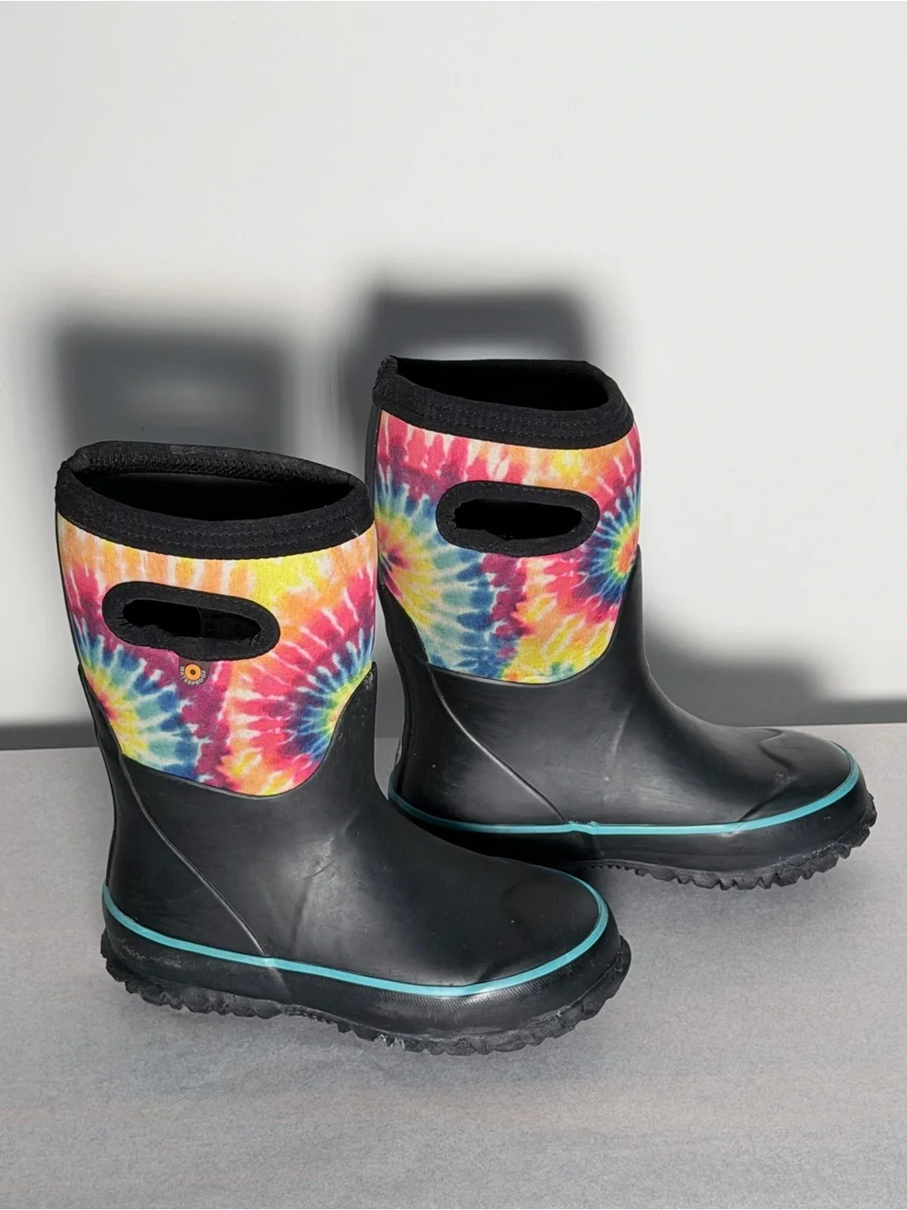 Bogs Kids Black Rain & Tie-Dye Cuff Boots